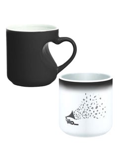 Buy Magic Mug With Inner Heart Handle Black/White in Egypt