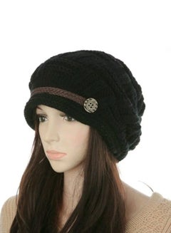 Buy Warm Rageared Knit Crochet Winter Beanie Black in UAE