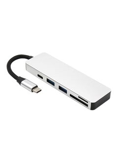 Buy 5-in-1 USB Hub For Type C Devices Silver/Black in Saudi Arabia