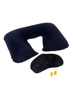 Buy Inflatable Travel Pillow With Ear Plug And Eye Mask Blue in Saudi Arabia