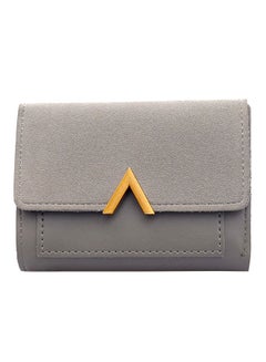 Buy Vintage Style Leather Wallet Grey/Gold in Saudi Arabia