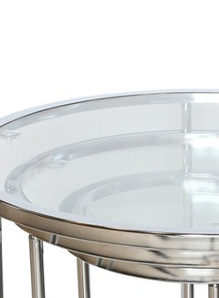 Shop Homes R Us 3 Piece Nesting Table Set Silver Clear Online In Dubai Abu Dhabi And All Uae