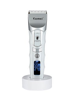 Buy Rechargeable Electric Lcd Hair Clipper Km - 838 Silver /White in Saudi Arabia