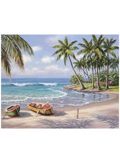 Buy Beach Coconut Tree Canvas Oil Painting With DIY Kit Multicolour 40x50centimeter in UAE