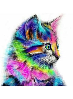 Buy Colorful Cat Canvas Oil Painting With DIY Kit Multicolour 40x50centimeter in UAE