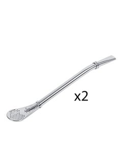 Buy 2-Piece Straw/Filter/Spoon Silver 0.07kg in Saudi Arabia