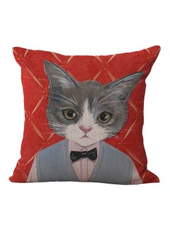 Buy Decorative Cat Printed Cushion Cover Multicolour 45 x 45cm in Saudi Arabia