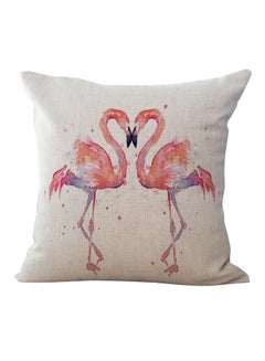 Buy Decorative Flamingo Printed Cushion Cover Multicolour 45 x 45cm in Saudi Arabia