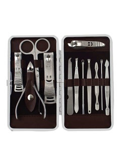 Buy 12 Piece Manicure Pedicure Set Silver/Black in Saudi Arabia