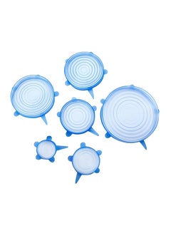 Buy 6-Piece Stretchable Silicone Lids Blue/White 158grams in UAE