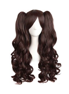 Buy Double Ponytail Wavy Hair Wig Brown 70cm in UAE