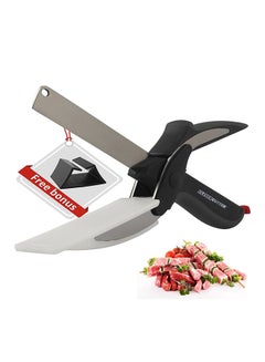Buy 2 In 1 Food Chopper Kitchen Scissors Smart Cutter With Cutting Board Multicolour in Saudi Arabia