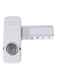 Buy Automatic Toothpaste Dispenser And Toothbrush Holder White 20.3x5.1cm in UAE