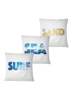 Buy Set Of 3 Throw Pillows Sea Sand Surf polyester Multicolour 16x16inch in UAE