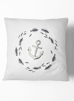 Buy Throw Pillow Nautical Anchor Whales Polyester Multicolour 16x16inch in UAE