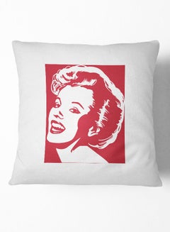 Buy Audrey Hepburn Printed Throw Pillow White/Red 16 x 16inch in UAE