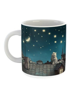 Buy Cat Print Coffee Mug Multicolour 11ounce in UAE