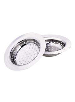 Buy 2-Piece Stainless Steel Kitchen Sink Strainer Set Silver 4.5centimeter in UAE