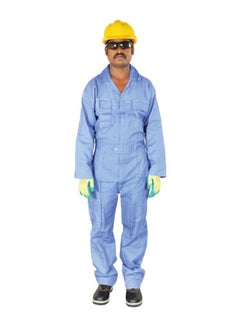 Buy Cotton Safety Coverall Petrol Blue Large in UAE