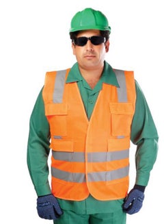 Buy Reflective Safety Vest Jacket Orange/Grey XXL in UAE