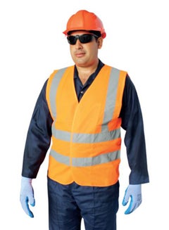 Buy Polyester Fabric Reflective Safety Vest Orange/Grey XXL in UAE