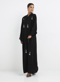 Buy Embroidered Abaya Black/White in UAE