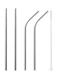 Buy 5-Piece Stainless Steel Drinking Straw Set Silver 21.5x0.6centimeter in Egypt