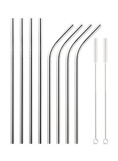 Buy 10-Piece Stainless Steel Drinking Straw Set Silver 26.7x0.6centimeter in Saudi Arabia