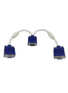 Buy Female To Male VGA Y Splitter Cable For PC TV Monitor White/Blue in UAE
