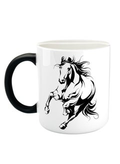 اشتري مج قهوة مطبوع عليه حصان أسود/ أبيض 11أوقية في الامارات