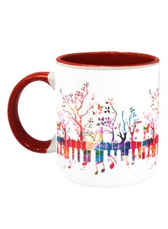 Buy Piano Design Printed Coffee Mug Red/White/Blue in UAE