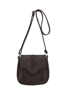 Buy Adjustable Strap Satchel Bag Dark Brown in UAE