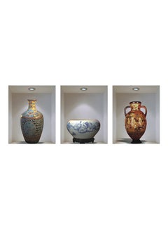 Buy 3 Piece 3D Ceramic Vase Home Decoration Wall Sticker Multicolour 30 x 32.7centimeter in Saudi Arabia