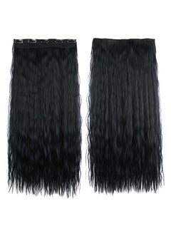 Buy 5-Clip Wavy Hair Extension Black 60cm in UAE