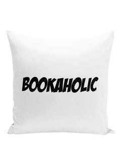 Buy Bookaholic Decorative Pillow White/Black 16x16inch in UAE