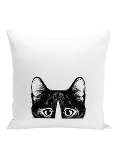 Buy Cat Pets Lovers Gift Printed Decorative Pillow polyester White/Black 16x16inch in UAE