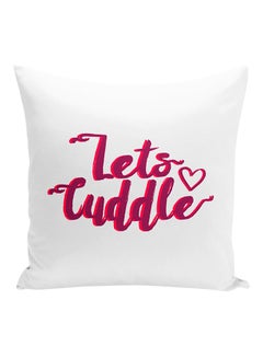 اشتري وسادة للزينة مطبوعة بعبارة مقتبسة "Lets Cuddle" للأزواج أبيض / وردي / أرجواني 16x16 بوصة في الامارات