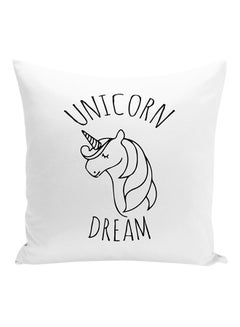 Buy Unicorn Dream Decorative Pillow White/Black 16x16inch in UAE