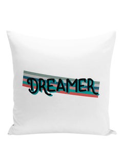 Buy Dreamer Decorative Pillow White/Black/Blue 16x16inch in UAE