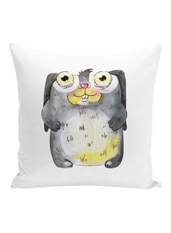 Buy Cartoon Bunny Rabbit Decorative Pillow polyester White/Grey/Yellow 16x16inch in UAE