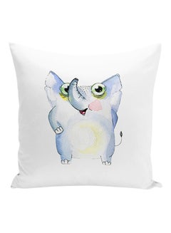 Buy Cartoon Elephant Decorative Pillow White/Green/Blue 16x16inch in UAE