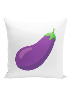 Buy Vegetable Egg Plant Decorative Pillow White/Purple/Green 16x16inch in UAE