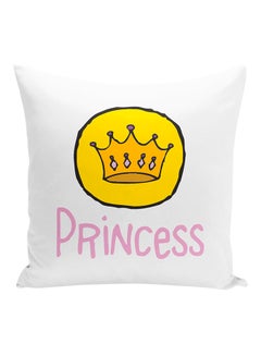 Buy Princess Crown Decorative Pillow White/Yellow/Pink 16x16inch in UAE