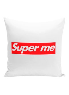 Buy Super Me Decorative Pillow White/Red 16x16inch in UAE