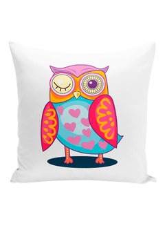 White Throw Pillow Winking Owl Heart Love Pillow for Couples 16x16 inch Premium Quality Decorative Throw Pillow with Stuffing