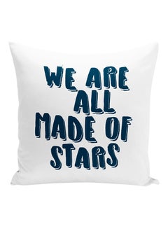 Buy We Are All Made Of Stars Decorative Pillow White/Blue 16x16inch in UAE