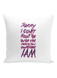 Buy I Am Awesome Funny Witty Quote For Friends Printed Decorative Pillow White/Purple/Red 16x16inch in UAE