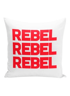 Buy Rebel Rebel Rebel Decorative Pillow White/Red 16x16inch in UAE