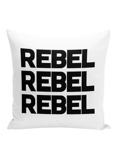 Buy Rebel Rebel Rebel With Words Printed Decorative Pillow White/Black 16x16inch in UAE