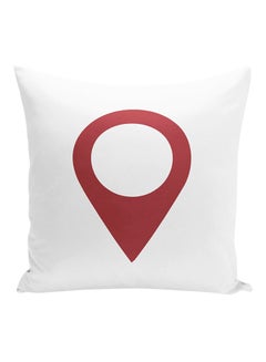 Buy Current Location Pin Printed Decorative Pillow White/Red 16x16inch in UAE